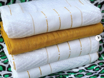 Authentic Kente Cloth White with Gold A2202