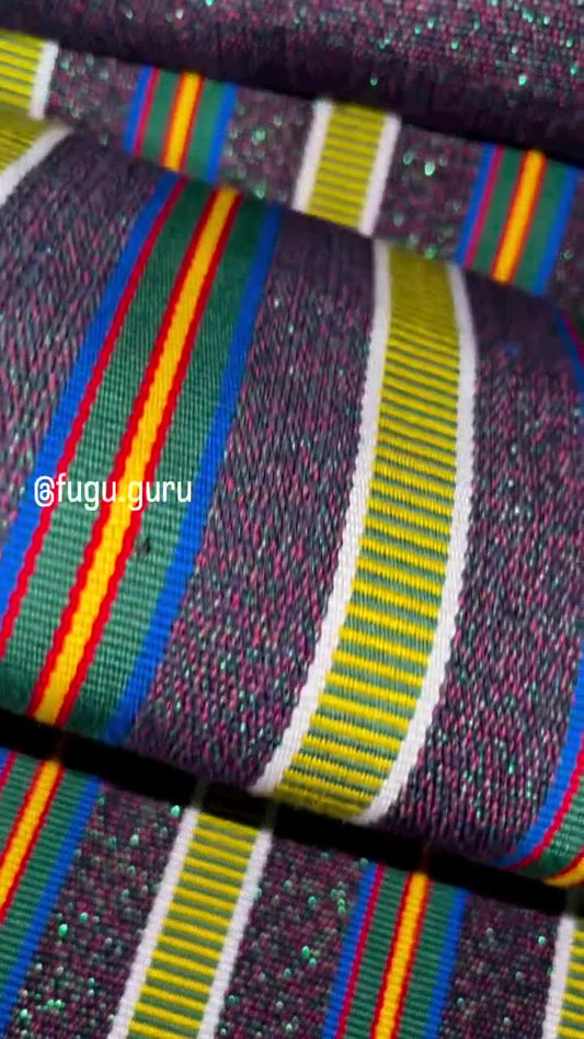 Fugu Guru New Fashion Brand Collection gives highest quality Striped Bonwire Kente Cloth/ FG116