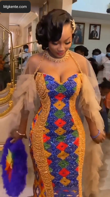 MG Fashion Royal Kente Cloth Dress Design MGDC