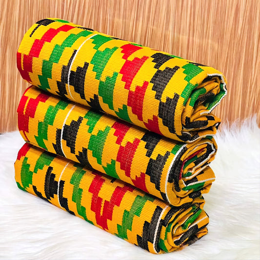 MG Double Pattern Authentic Hand Weaved Kente Cloth A423