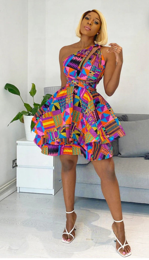 Kente Print Women's MG Designer Dress P2